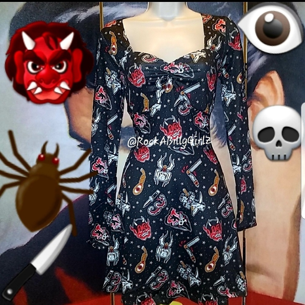 Sourpuss Friday 13th Horror Dress Devil Spider - Picture 1 of 8